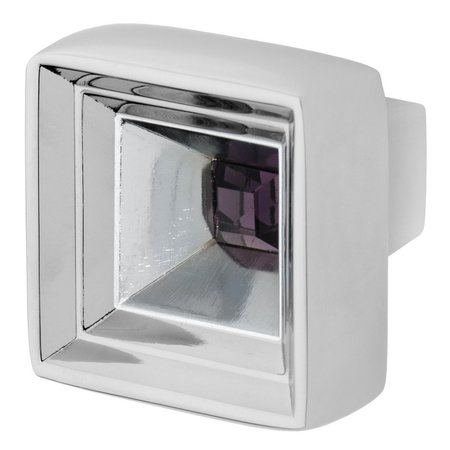 WISDOM STONE Hidden Treasure Cabinet Knob, 1-1/16in x 1-1/16in, Polished Chrome with Purple Crystal 4221CH-PU